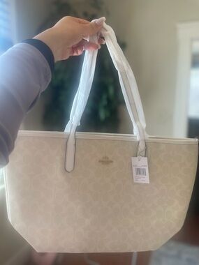 Coach Cream Signature Canvas Tote